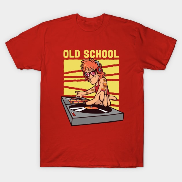 Old School DJ // Funny DJ Cartoon T-Shirt by SLAG_Creative